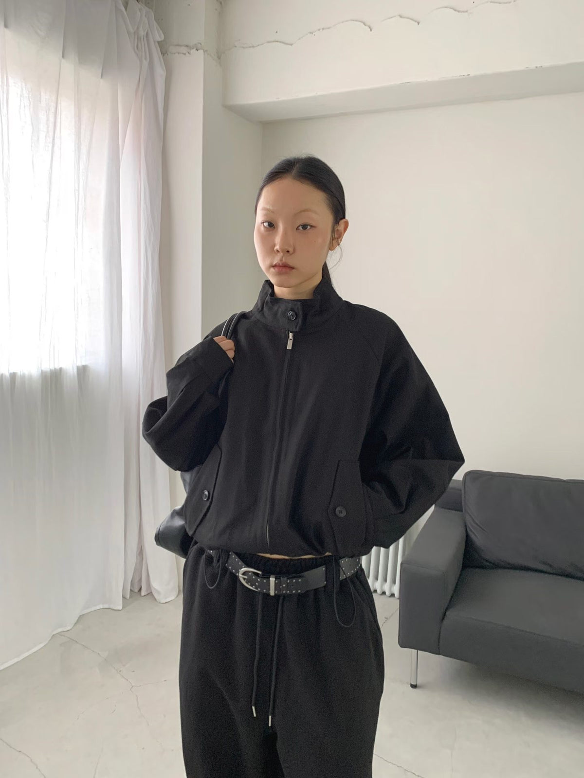 Stand Collar Blouson Jacket (3 colors)
