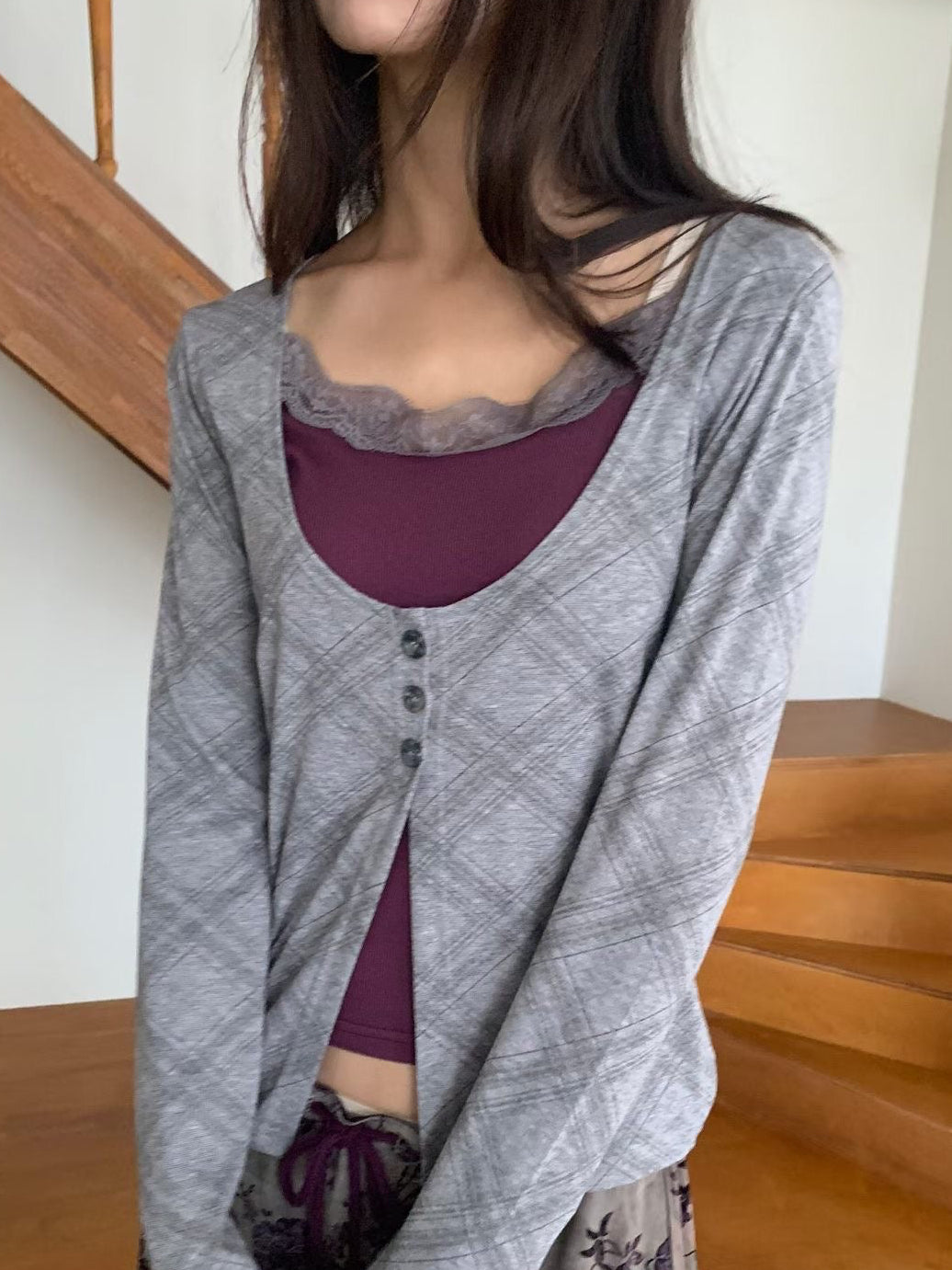 argyle cardigan（3 colors)