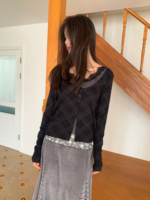 argyle cardigan（3 colors)
