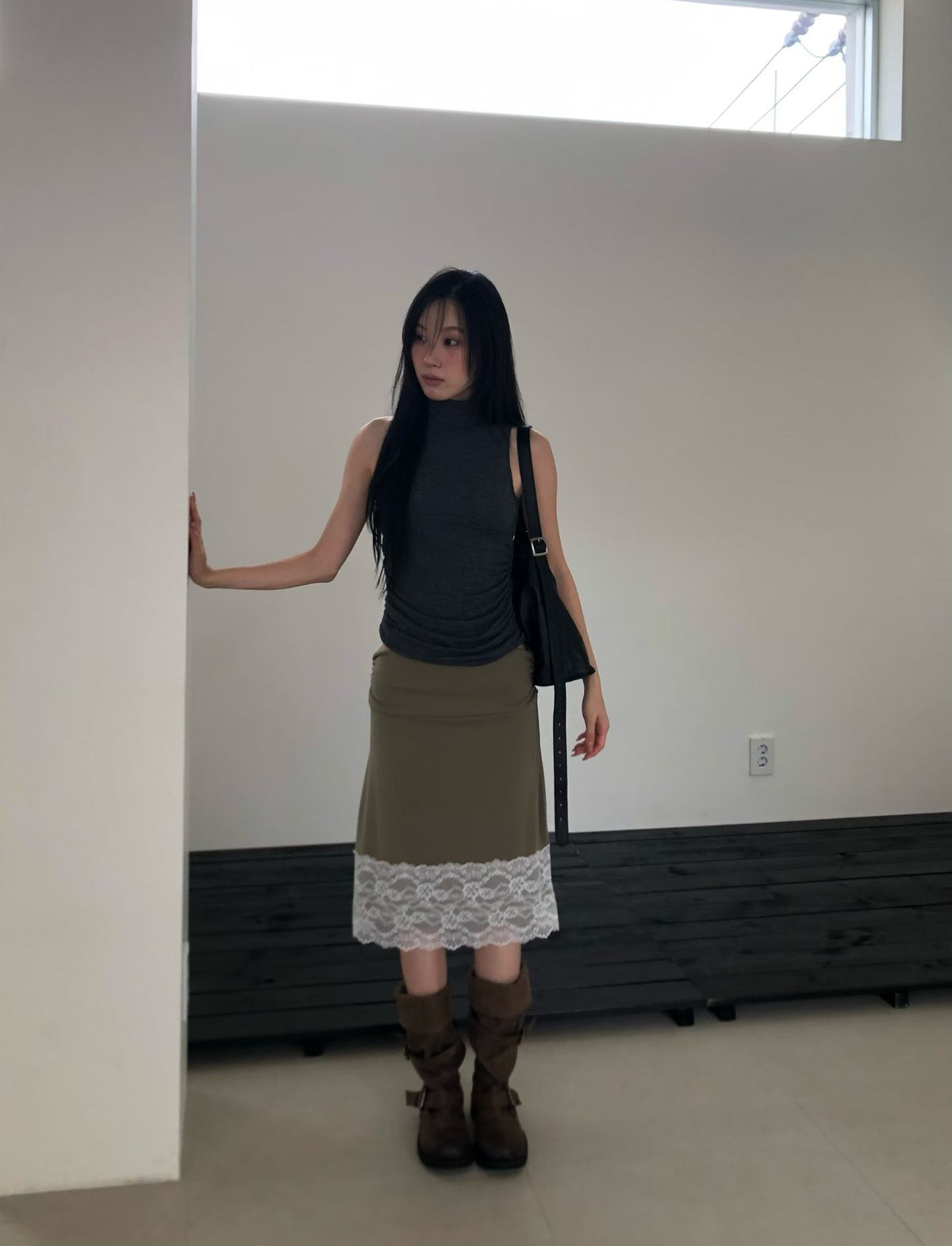 Lace Shirring Skirt（3 colors)