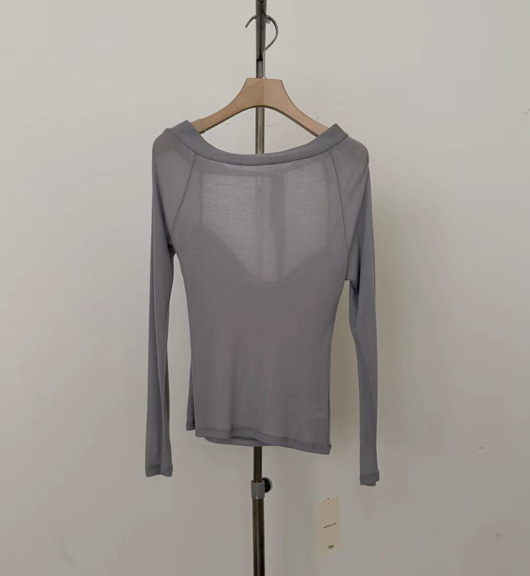 one-shoulder racerback T-shirt（6 colors)