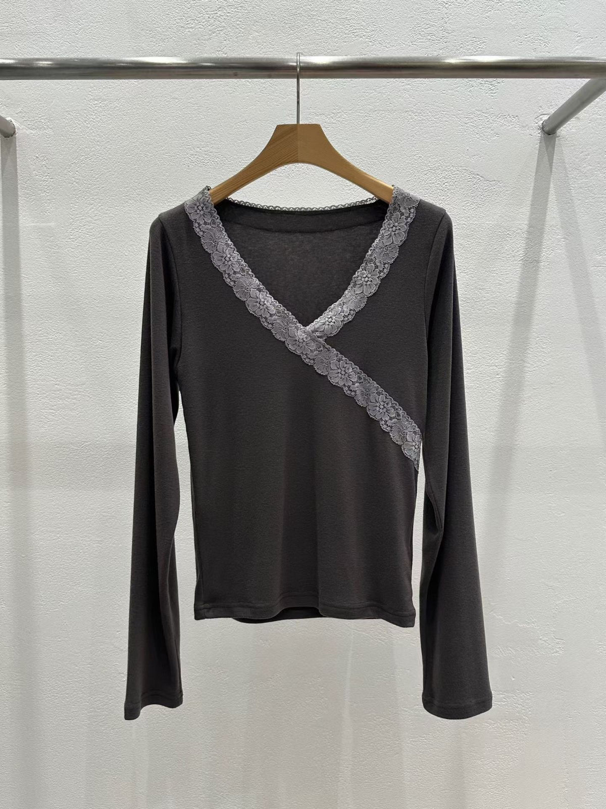 Wrap V-Neck Lace Top