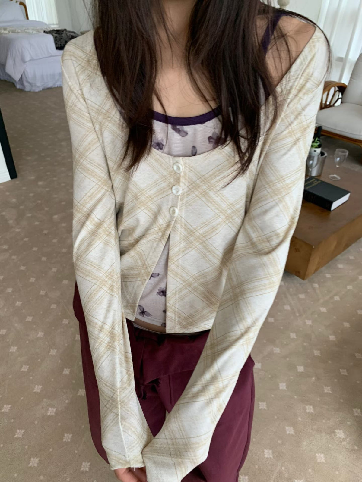 argyle cardigan（3 colors)