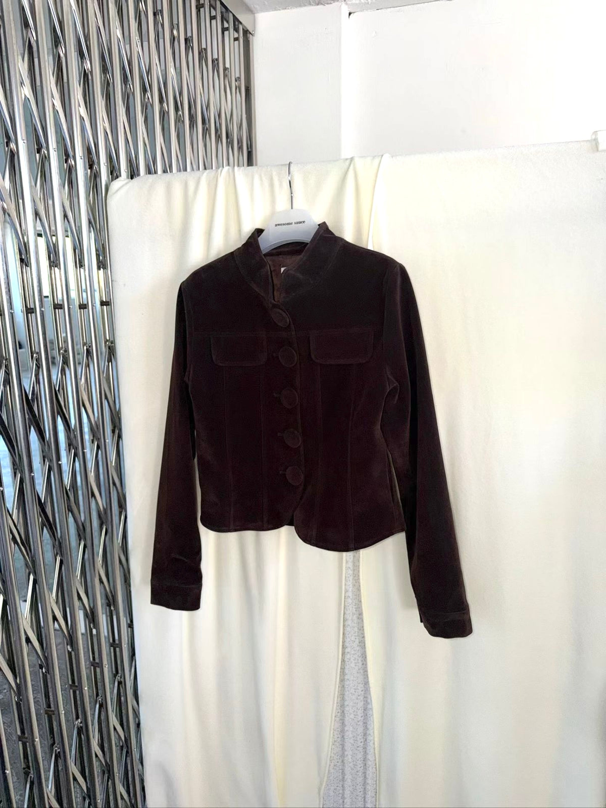 suede-like cropped jacket (2 colors)