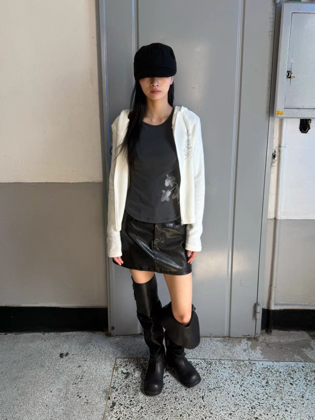 柔霧肌感花影長袖上衣