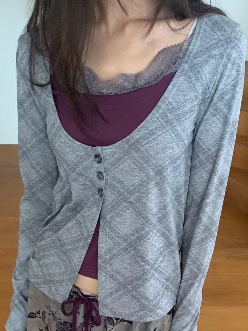 argyle cardigan（3 colors)
