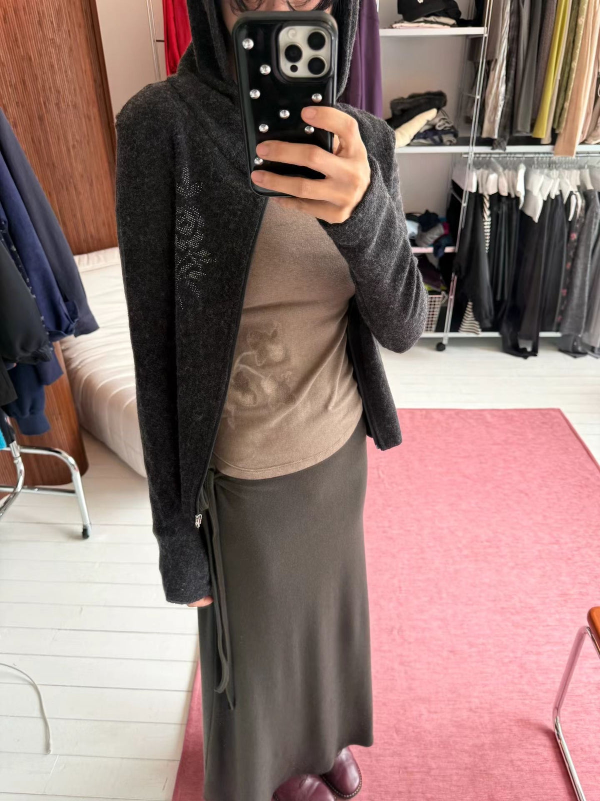 柔霧肌感花影長袖上衣