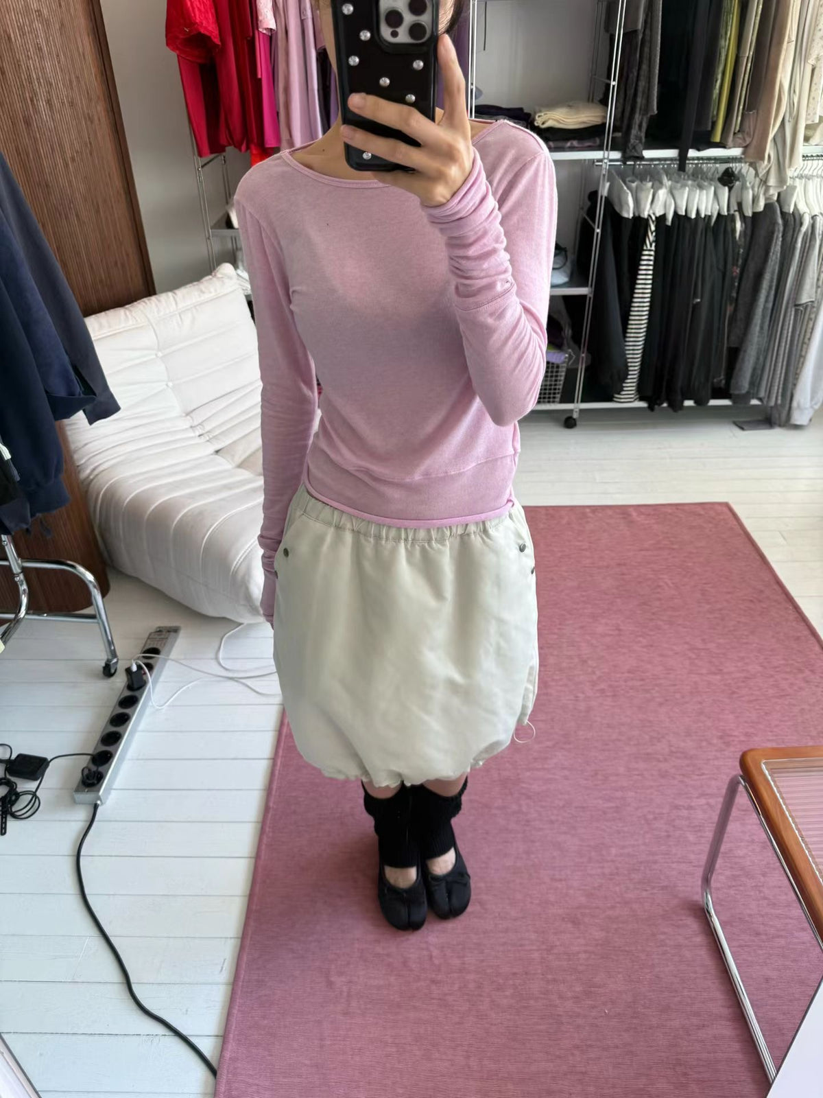 雙面穿菱格絎縫蓬擺裙