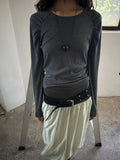 Raglan sleeve gathered T-shirt（3 colors)