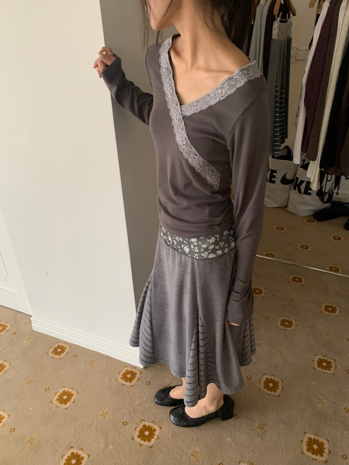 Wrap V-Neck Lace Top