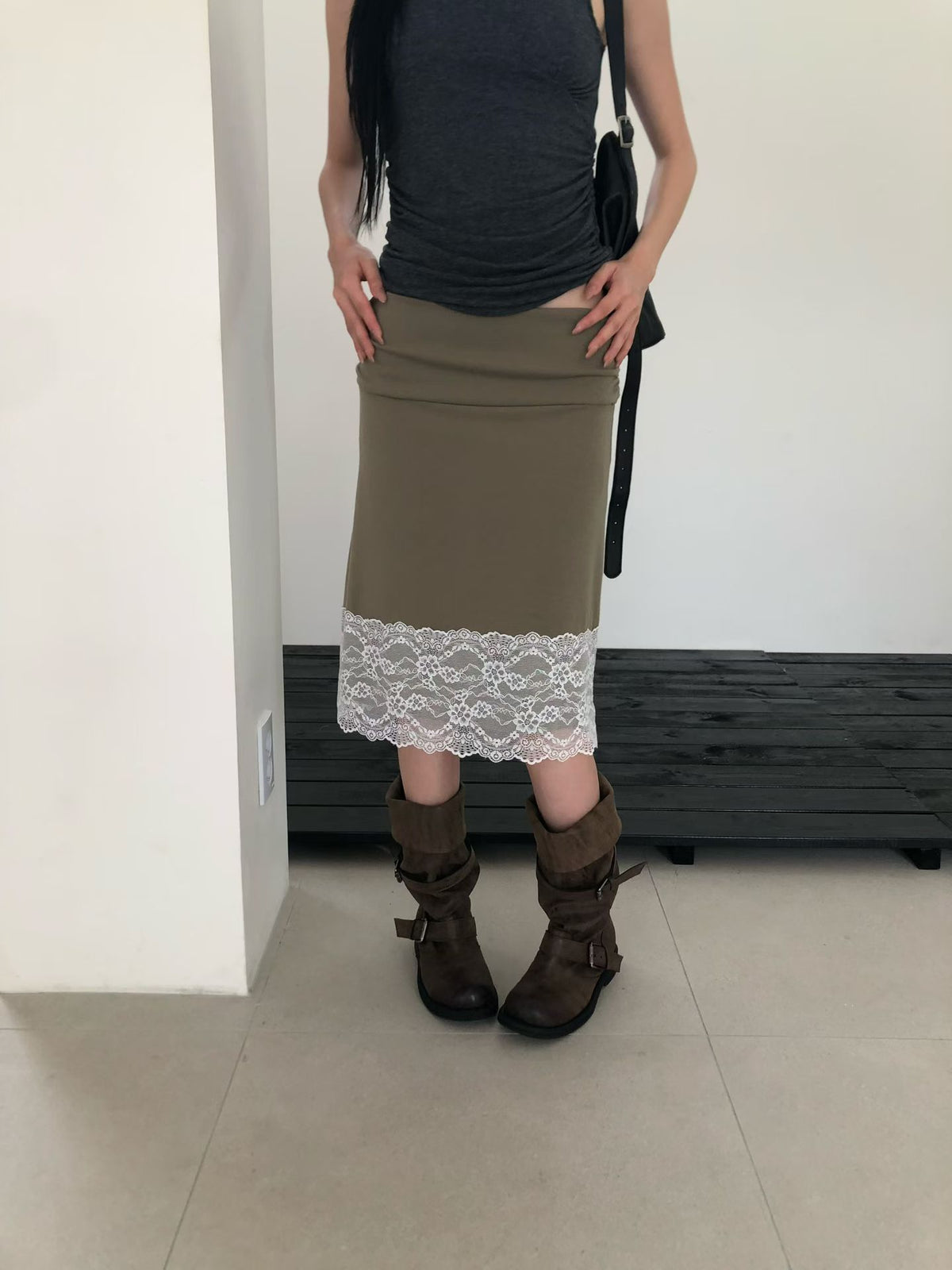 Lace Shirring Skirt（3 colors)