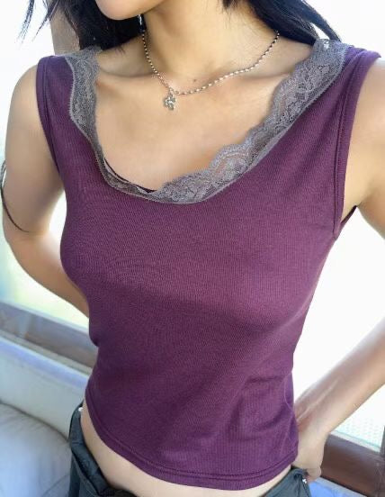 Lace scoop neck tank top（3colors)