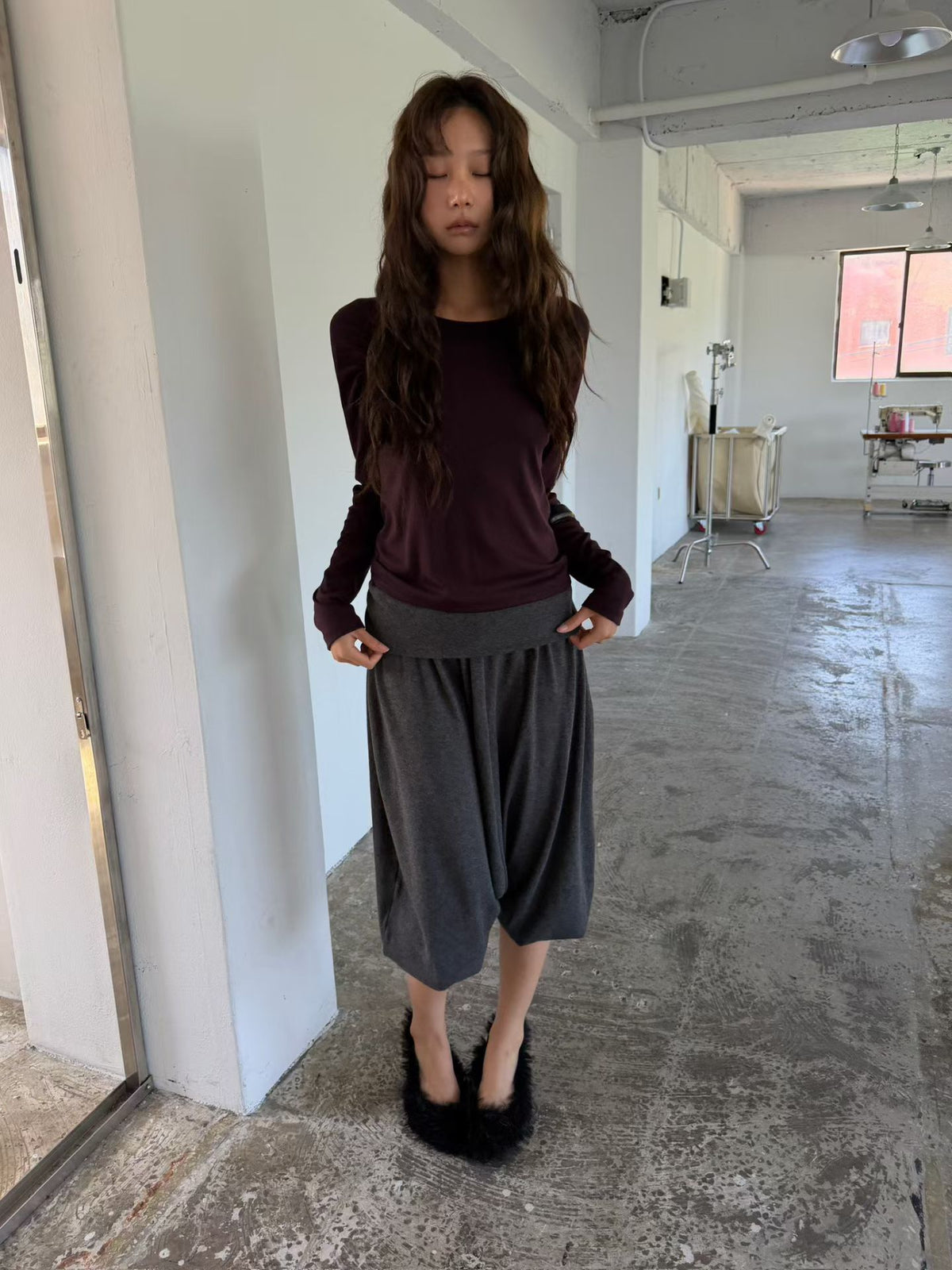 Raglan sleeve gathered T-shirt（3 colors)