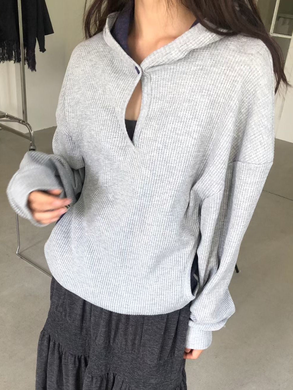 Patchwork Waffle Hoddie (2 colors)