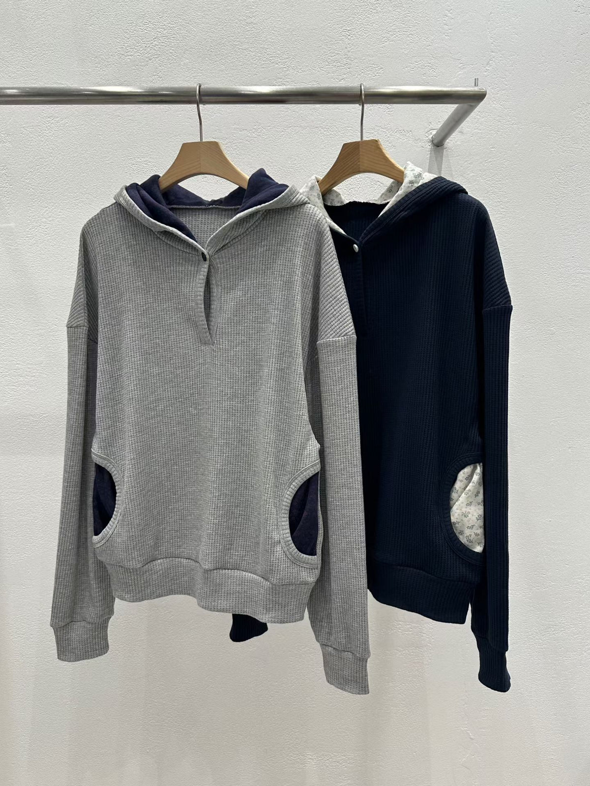 Patchwork Waffle Hoddie (2 colors)