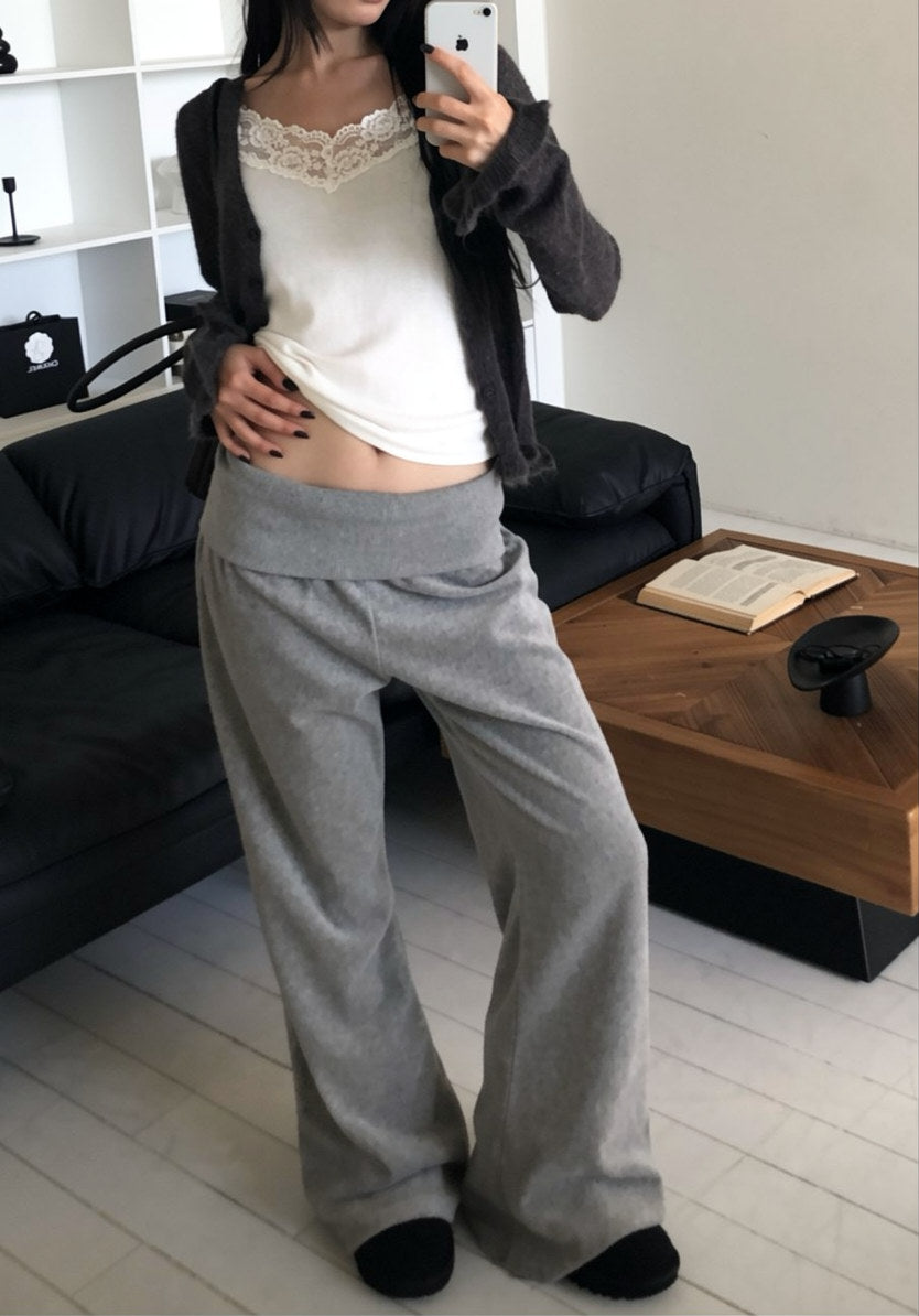 Velour Fold-over Pants (3 colors)